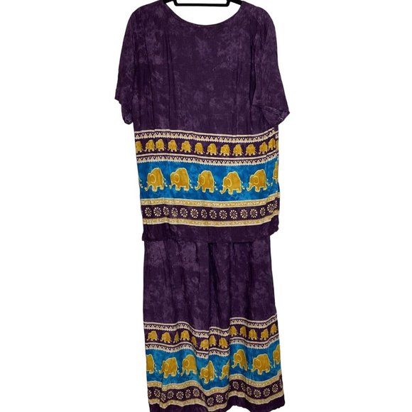 VTG Size M/L Purple Midi Length Skirt And Top Elephant Print Skirt Set - Picture 3 of 7